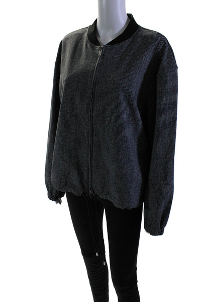 Theory Women's Round Neck Long Sleeves Full Zip Jacket Black Size XL