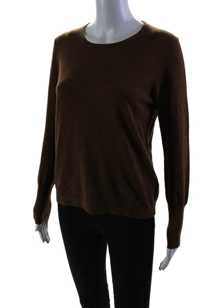 J Crew Women's Round Neck Long Sleeves Pullover Sweater Brown Size S