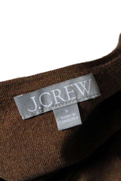 J Crew Women's Round Neck Long Sleeves Pullover Sweater Brown Size S