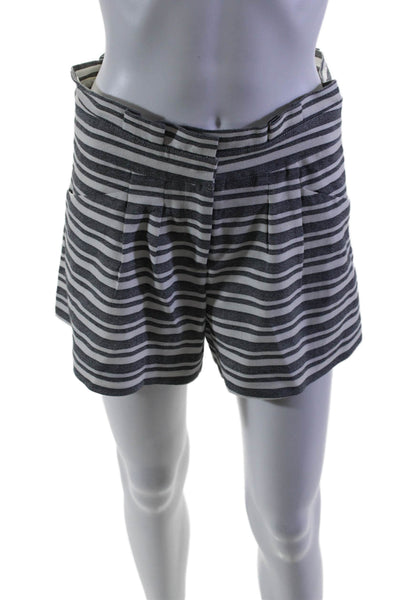 Veronica Beard Women's Hook Closure Pleated Front Dress Shorts Striped Size 2