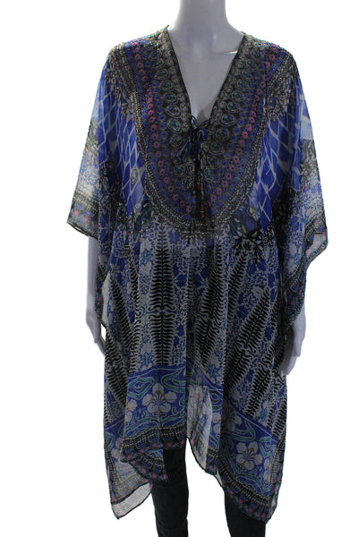 Dia Women's Round Neck Short Sleeves Beaded Tunic Multicolor One Size