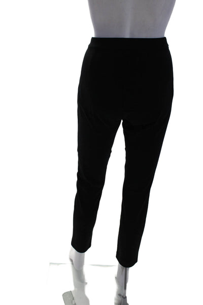 Theory Women's Elastic Waist Flat Front Straight Leg Pants Black Size 4