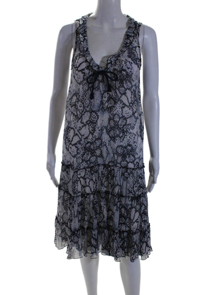 See by Chloe Women's Scoop Neck Sleeveless Ruffle Flowy Mini Dress Black Size 42