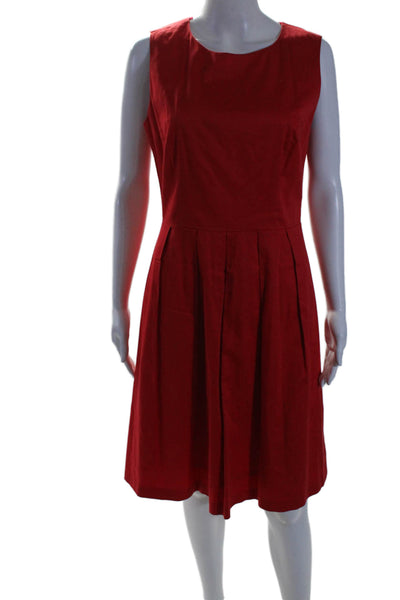 Boss Hugo Boss Women's Round Neck Sleeveless Pleated Mini Dress Red Size 6