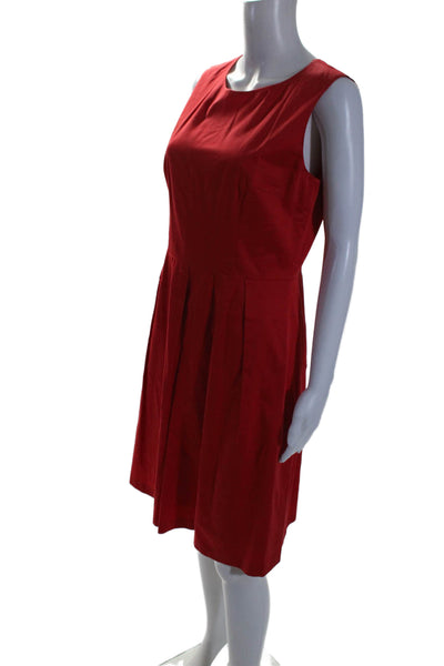 Boss Hugo Boss Women's Round Neck Sleeveless Pleated Mini Dress Red Size 6