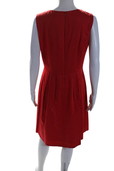 Boss Hugo Boss Women's Round Neck Sleeveless Pleated Mini Dress Red Size 6