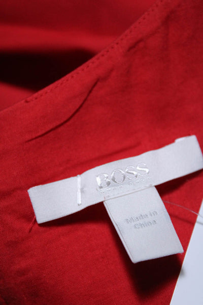 Boss Hugo Boss Women's Round Neck Sleeveless Pleated Mini Dress Red Size 6