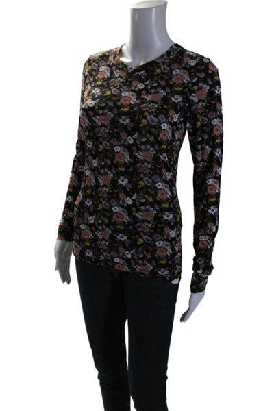 Rag & Bone Womens Long Sleeve Crew Neck Knit Floral Shirt Black Size Small