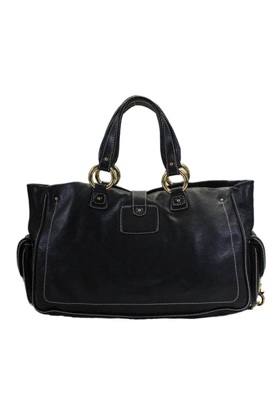 Marc Jacobs Womens Black Leather Classic Buckle Medium Tote Shoulder Bag Handbag