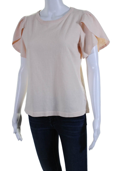 Citizens of Humanity Womens Adele Tulip Short Sleeves Shirt Pink Size Small