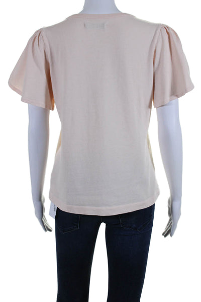 Citizens of Humanity Womens Adele Tulip Short Sleeves Shirt Pink Size Small