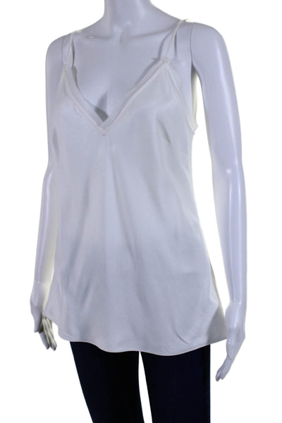 Frame Womens Spaghetti Strap V Neck Pullover Tank Top White Size Medium
