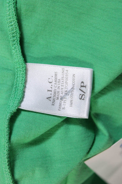 A.L.C. Womens Puffy Short Sleeves Pullover Tee Shirt Green Cotton Size Small