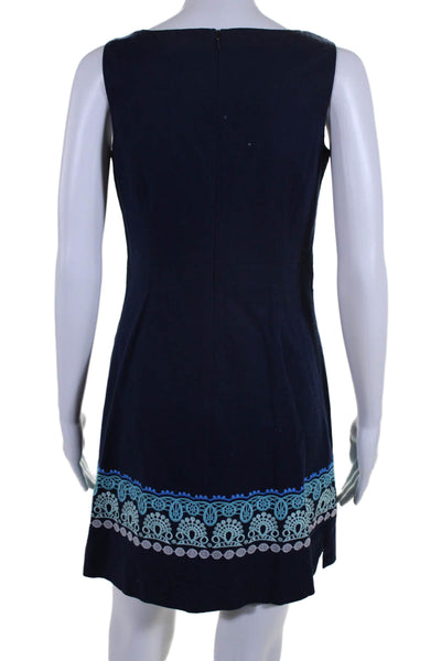 Lilly Pulitzer Womens Embroidered Sleeveless Dress Navy Blue Cotton Size 0