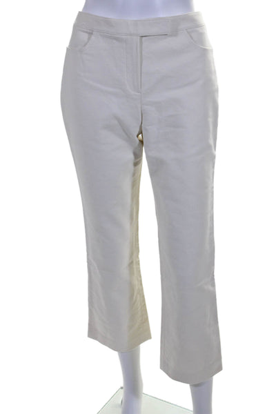 Theory Womens Cotton 2 Pocket Mid-Rise Straight Leg Pants Trousers Cream Size 4