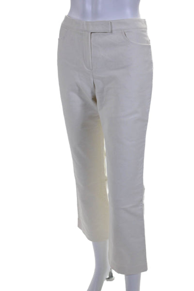 Theory Womens Cotton 2 Pocket Mid-Rise Straight Leg Pants Trousers Cream Size 4