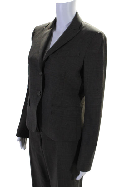 Theory Women's Long Sleeves Collared Lined Two Piece Pants Suit Gray Size 8