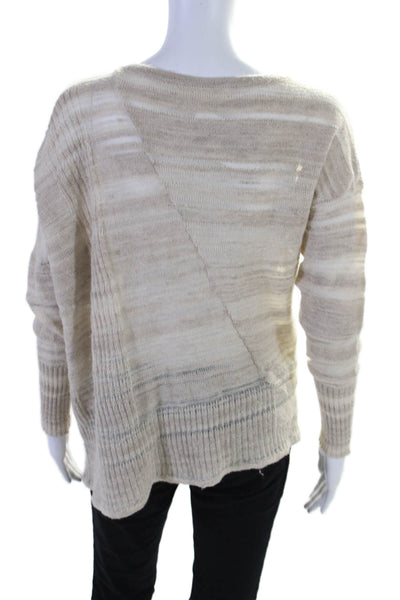 Inhabit Womens Linen Blend Open Blend Beige V-Neck Pullover Sweater Top Size M