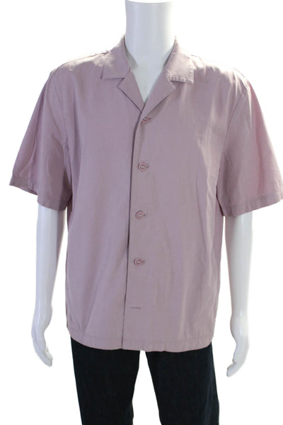 COS Mens Cotton Collared Short Sleeve Relaxed Fit Button Down Shirt Pink Size M