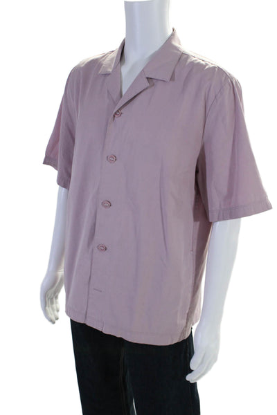 COS Mens Cotton Collared Short Sleeve Relaxed Fit Button Down Shirt Pink Size M