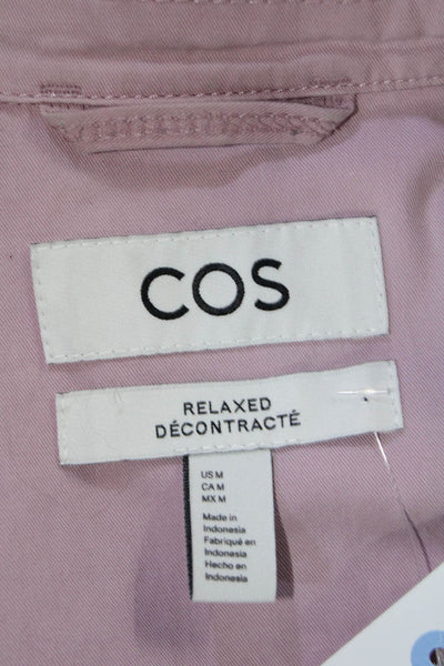 COS Mens Cotton Collared Short Sleeve Relaxed Fit Button Down Shirt Pink Size M