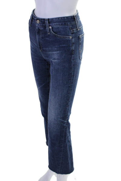 AG Adriano Goldschmied Womens High Rise Cropped Kick Flare Jeans Blue Size 25