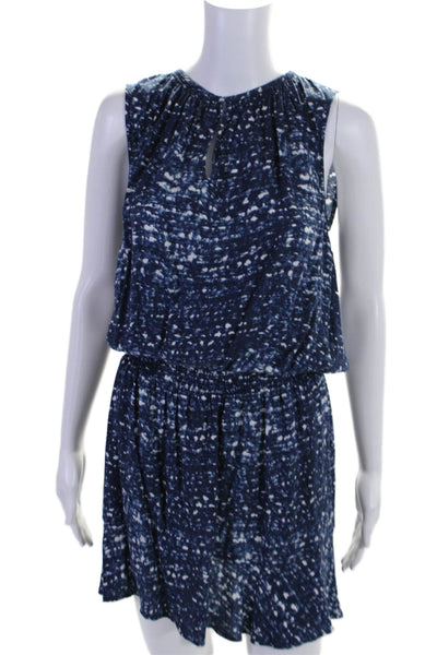 Soft Joie Womens Sleeveless V Neck Smocked Printed Dress Blue White Size XS