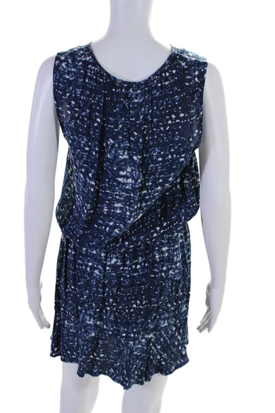 Soft Joie Womens Sleeveless V Neck Smocked Printed Dress Blue White Size XS