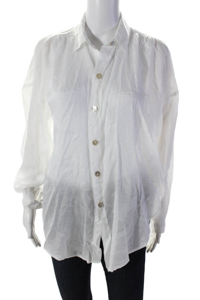 Bella Dahl Womens Solid White Collar Long Sleeve Button Down Shirt Size S