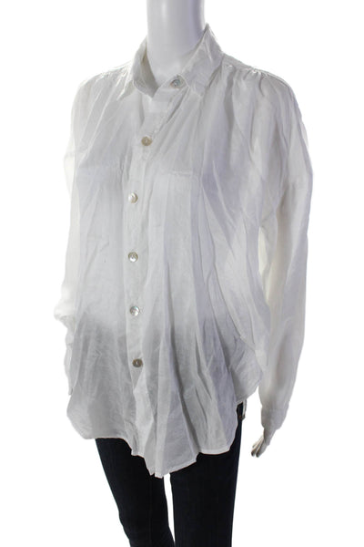 Bella Dahl Womens Solid White Collar Long Sleeve Button Down Shirt Size S