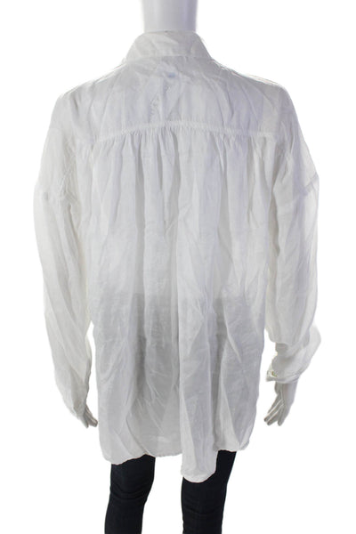 Bella Dahl Womens Solid White Collar Long Sleeve Button Down Shirt Size S