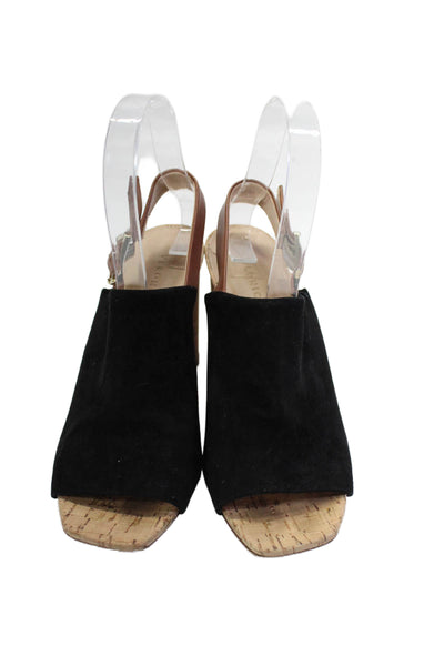 Veronica Beard Womens Black Suede Open Toe Slingback Mules Heels Shoes Size 6