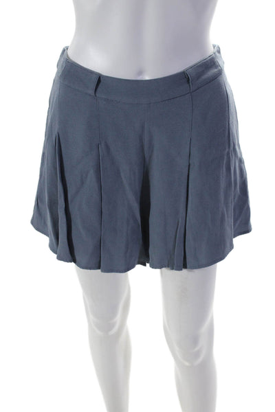 Sunday Best Womens Dusty Blue Pleated High Rise Lined Mini Skirt Size 6