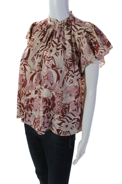 Birds of Paradis By Travata Women's Round Neck Sleeveless Floral Blouse Size XS