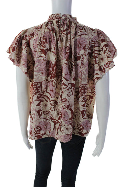 Birds of Paradis By Travata Women's Round Neck Sleeveless Floral Blouse Size XS