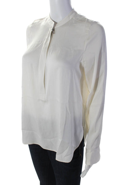 Vince Women's Round Neck Long Sleeves Workwear Blouse Cream Size XS