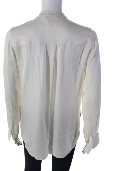 Vince Women's Round Neck Long Sleeves Workwear Blouse Cream Size XS