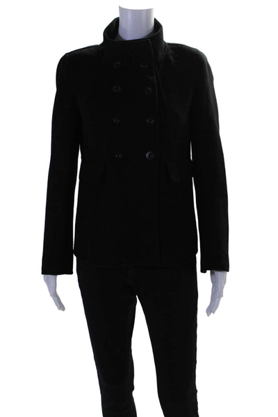 St. John Womens Collared Button Long Sleeve Double Breasted Jacket Black Size 4