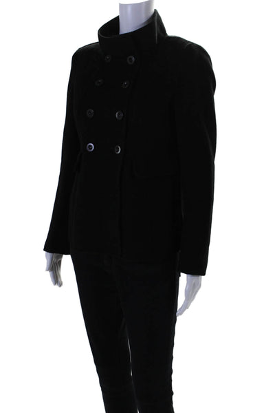 St. John Womens Collared Button Long Sleeve Double Breasted Jacket Black Size 4