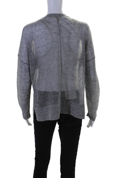 Eileen Fisher Womens Knit Buttoned V-neck Cropped Cardigan Sweater Gray Size M