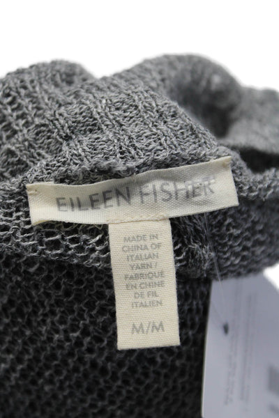 Eileen Fisher Womens Knit Buttoned V-neck Cropped Cardigan Sweater Gray Size M