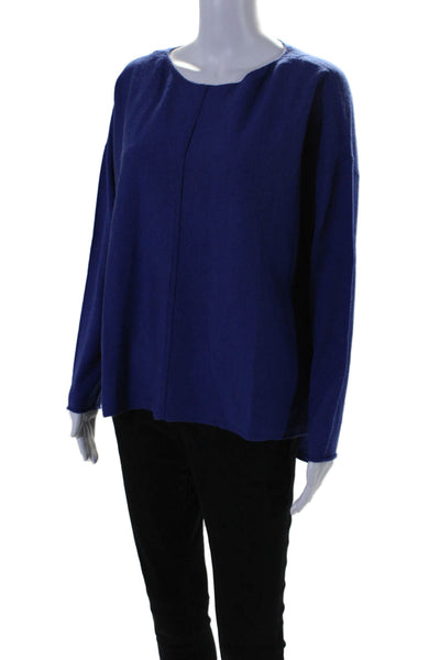 Eileen Fisher Womens Wool Long Sleeved Thin Knitted Medium Sweater Blue Size S