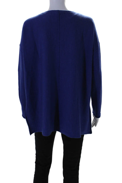 Eileen Fisher Womens Wool Long Sleeved Thin Knitted Medium Sweater Blue Size S