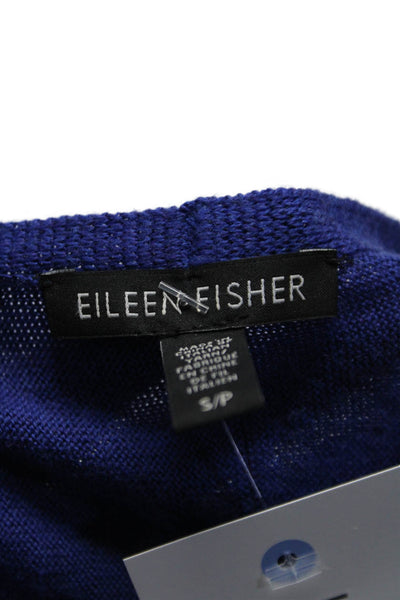 Eileen Fisher Womens Wool Long Sleeved Thin Knitted Medium Sweater Blue Size S