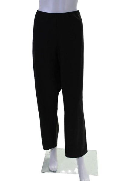 Eileen Fisher Womens Textured Elastic Waistband Side Zip Trousers Black Size L