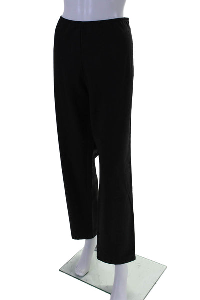 Eileen Fisher Womens Textured Elastic Waistband Side Zip Trousers Black Size L