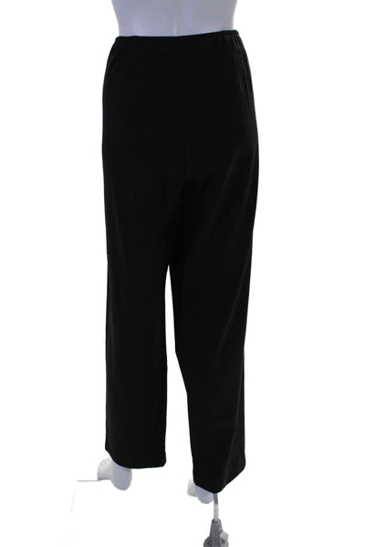 Eileen Fisher Womens Textured Elastic Waistband Side Zip Trousers Black Size L