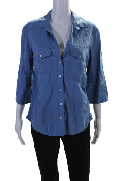 Standard James Perse Womens Cotton Button Up Blouse Top Light Blue Size 4