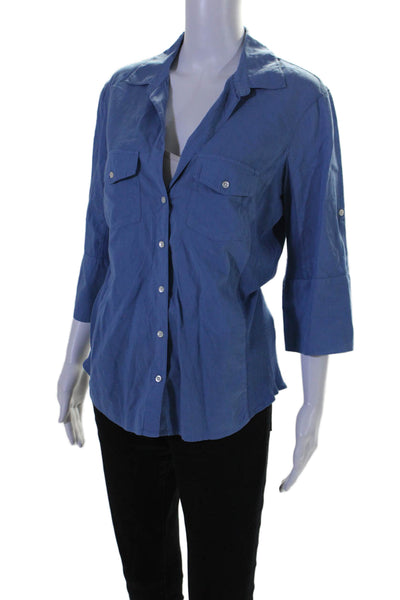 Standard James Perse Womens Cotton Button Up Blouse Top Light Blue Size 4