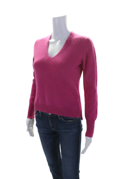 Blue Les Copains Womens Long Sleeve V Neck Sweater Pink Wool Size IT 40